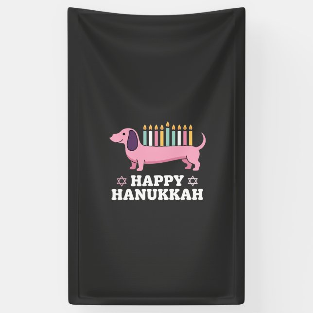 Lona Perro Dachshund feliz Hanukkah (Vertical)
