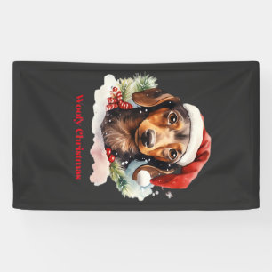 Lona Perro Daschund Navidad Sombrero Santa Luz de Navid