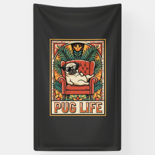 Lona Perro de Arte Popular Retro Pug