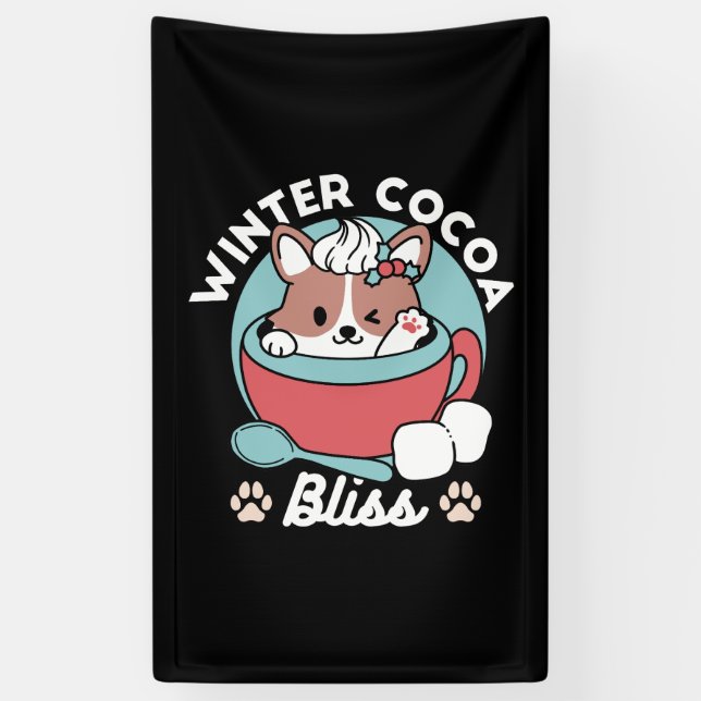 Lona Perro en taza festiva para vibraciones de vacacion (Vertical)