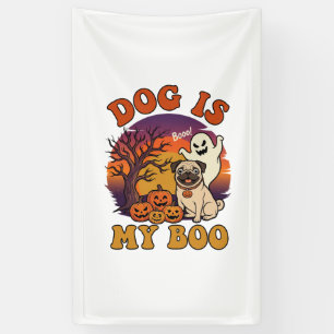 Lona Perro Es Boo Halloween Pug Fantasma Calabazas_1