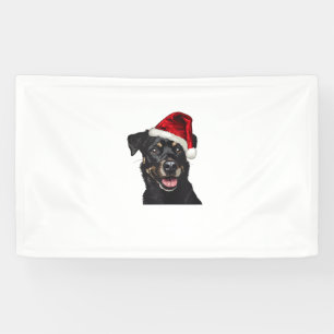 Lona Perro Feliz con Disfraz de Sombrero de Santa Claus