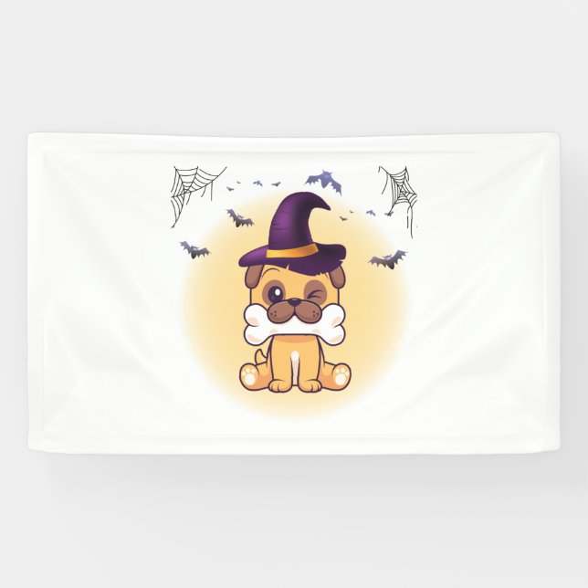 Lona Perro feliz de Halloween (Horizontal)