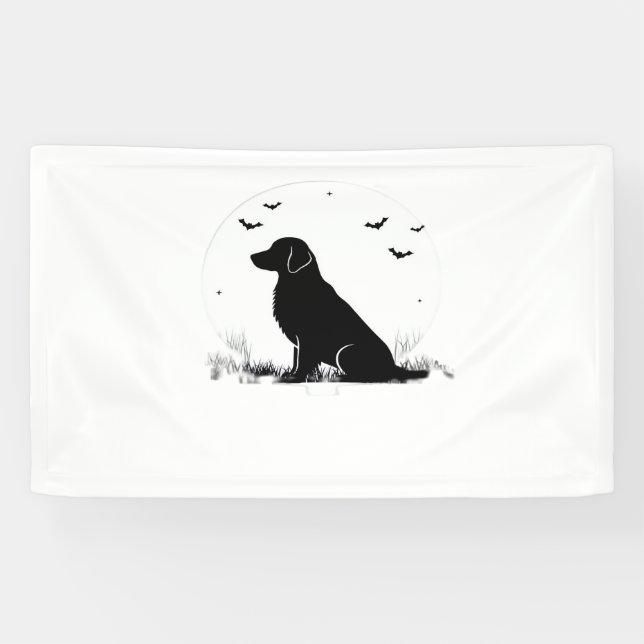 Lona Perro Golden Retriever - Silueta de la luna de Hal (Horizontal)