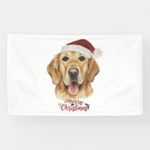 Lona Perro Golden Retriver de Feliz Navidad
