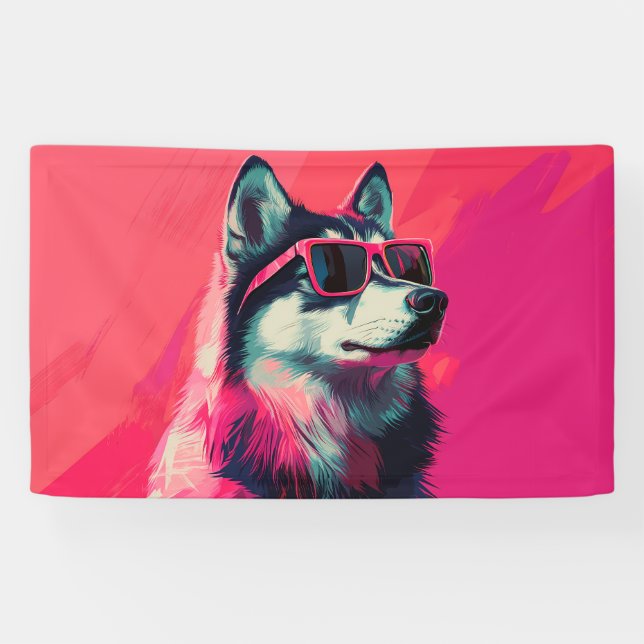 Lona Perro husky siberiano genial con gafas de sol (Horizontal)