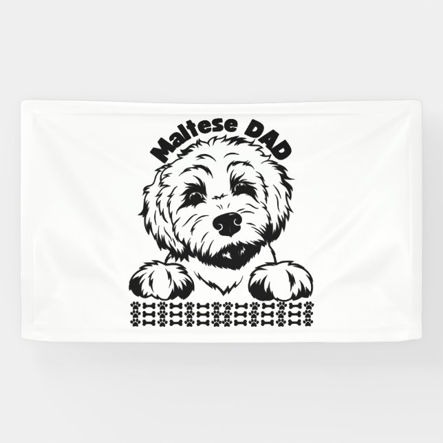 Lona Perro maltés de diseño blanco y negro (Horizontal)