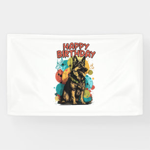 Lona Perro Pastor Alemán Feliz Cumpleaños Fiesta Shep R