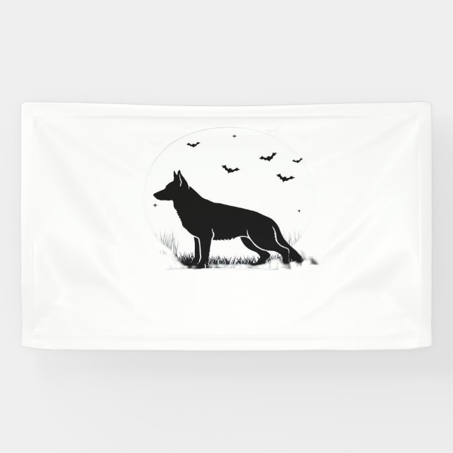 Lona Perro Pastor Alemán - Silhouette Halloween Moon Cl (Horizontal)