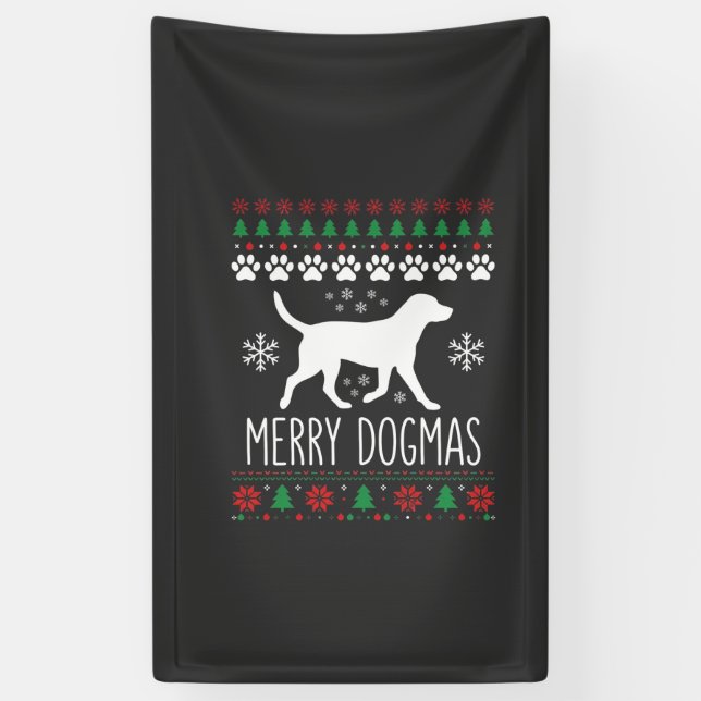 Lona Perro Vector de Navidad de Dogmas Alegres (Vertical)