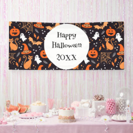 Lona Personajes de halloween ilustrados en bg negro