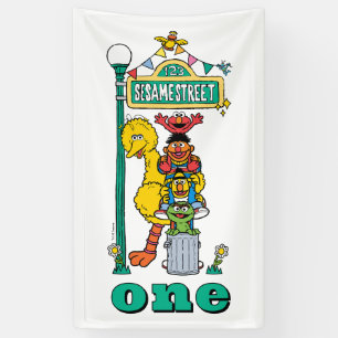 Lona Personajes de la Calle Sésamo Banner de Primer Cum