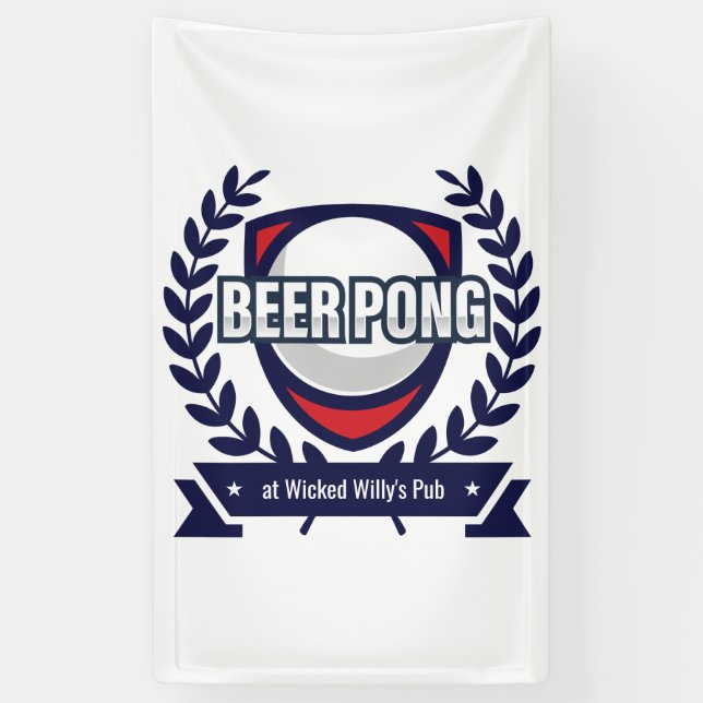 Lona Personalice este logotipo de Beer Pong (Vertical)