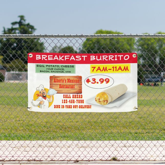 Lona Personaliza Burrito de Desayuno de Restaurante Mex (in situ)