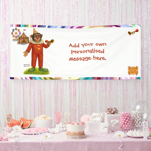 Lona Personaliza: Chester el payaso chimpancé (Fiesta)