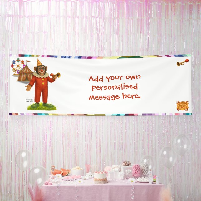 Lona Personaliza: Chester el payaso chimpancé (Fiesta)