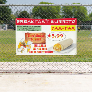 Lona Personaliza Desayuno Burrito de Restaurante Mexica