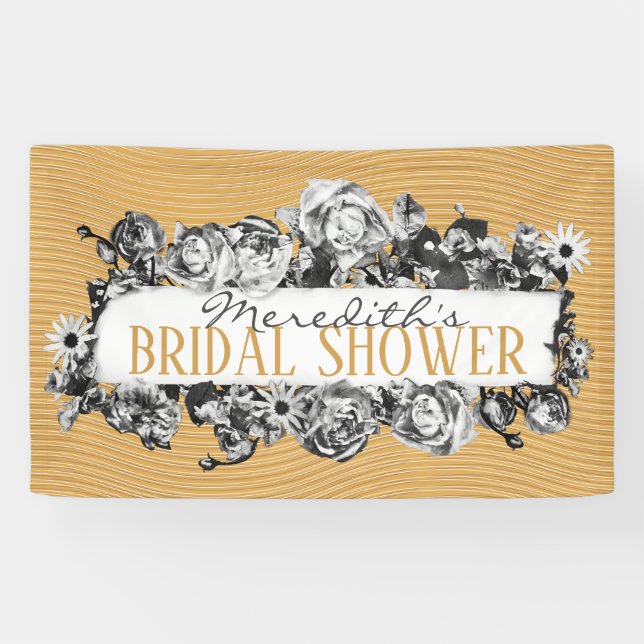 Lona Personalizable Nombre Rosas Gold Moda Monograma Lu (Horizontal)