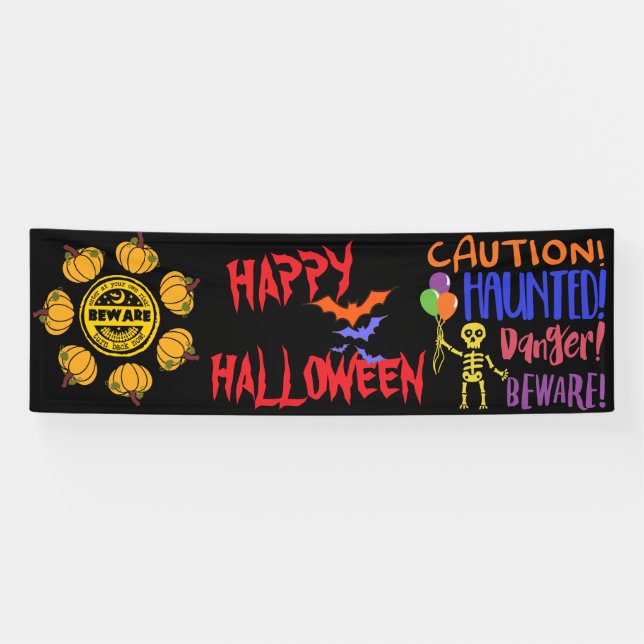 Lona Personalizable Personalizado Beware Halloween Part (Horizontal)