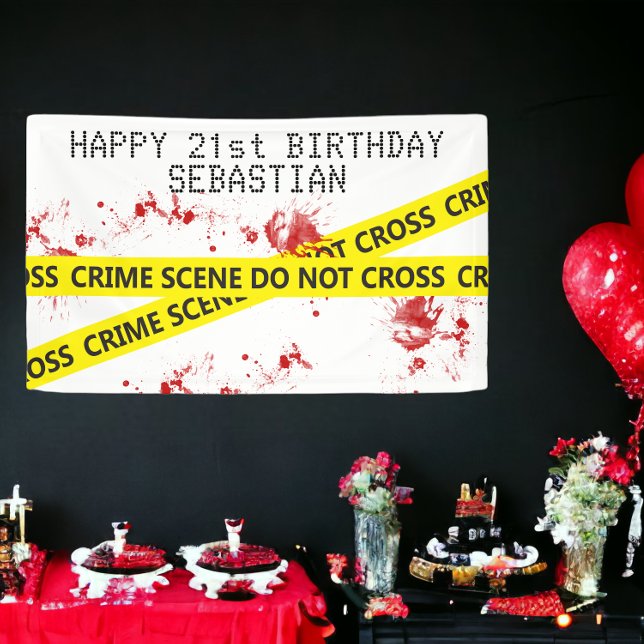 Lona Personalización de la escena de crimen policial (Police Crime Scene Tape Personalized Banner from Ricaso. ideal for birthdays, murder mystery parties)