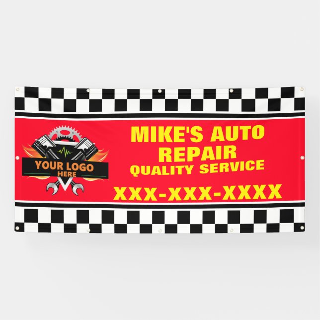 Lona Personalización de la tienda de reparación automát (Horizontal)
