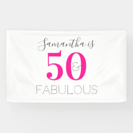 Lona Personalizado 50 y fabuloso cumpleaños Hot Pink
