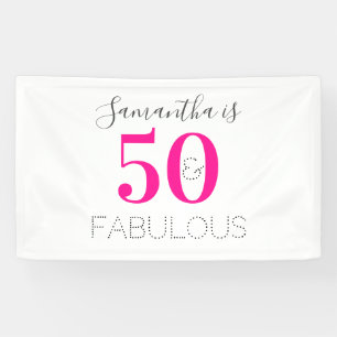 Lona Personalizado 50 y fabuloso cumpleaños Hot Pink