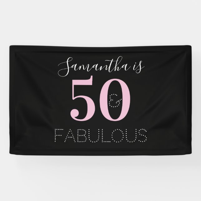 Lona Personalizado 50 y fabuloso cumpleaños moderno (Horizontal)