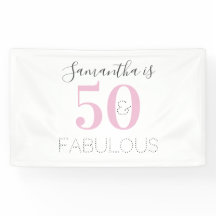 Personalizado 50 y fabuloso cumpleaños rosa modern