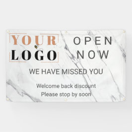 Lona Personalizado Abierto ahora Marble con logotipo co