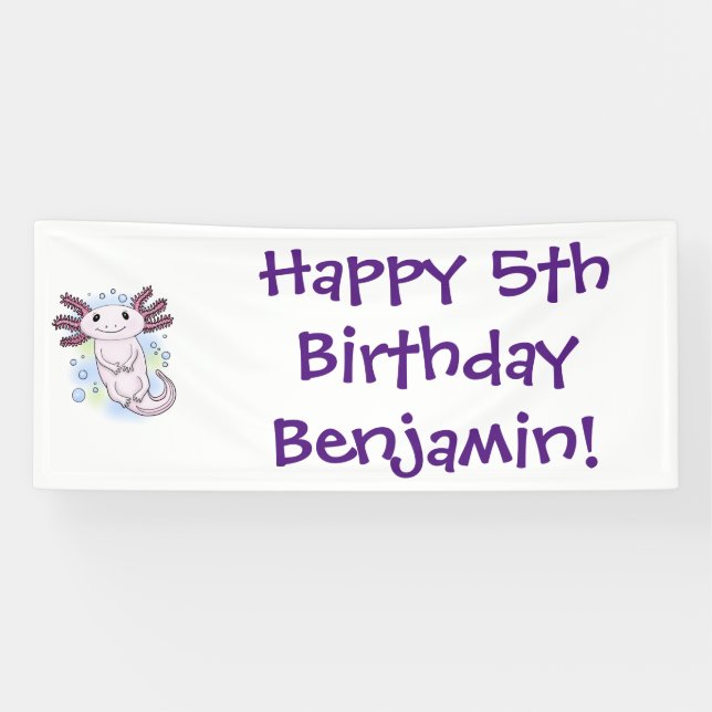 Lona Personalizado axolotópico rosa adorable (Horizontal)