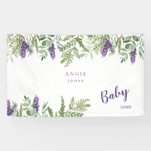 Lona Personalizado Baby Shower de Lavender Foliage
