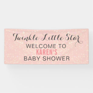 Lona Personalizado Baby Shower Rosa de Estrella Pequeñ