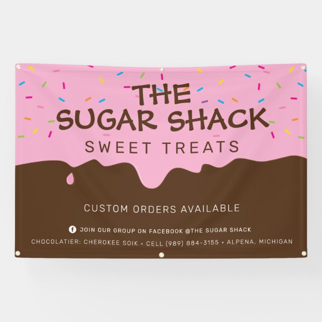 Lona PERSONALIZADO Baker Frosting Gotas de rociado colo (Horizontal)