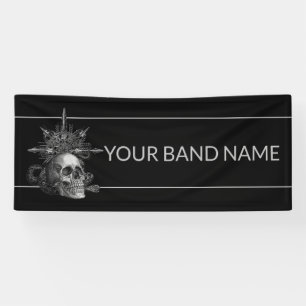 Lona Personalizado Banda Merch Rock Show Skull Música M