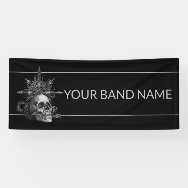 Lona Personalizado Banda Merch Rock Show Skull Música M (Horizontal)