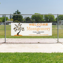 Lona Personalizado Bienvenida Familia Reunión Naranja m