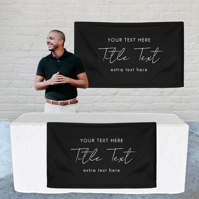 Lona Personalizado Colgando Rótulo de banner Guión mode (Custom Hanging Banner Sign Modern Script Black)
