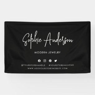 Lona Personalizado Color Moderno Script Social Media Ma