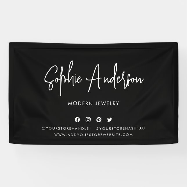 Lona Personalizado Color Moderno Script Social Media Ma (Horizontal)