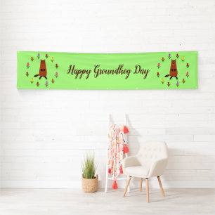 Lona Personalizado Cute Groundhog y Tulip Flowers