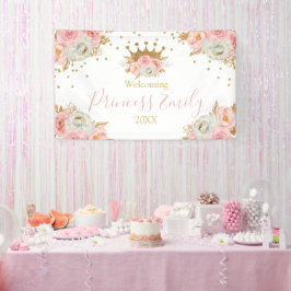 Lona Personalizado de Banners Princesa Floral Rosa y Go