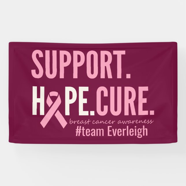 Lona personalizado de cáncer de mama nombre personaliza (Horizontal)