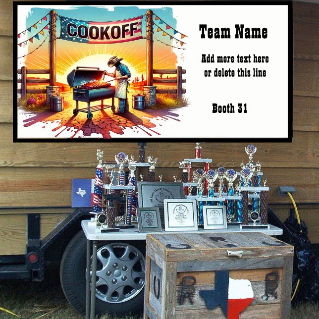 Lona Personalizado de escenas de Cocina de Cowboy Occid (Western Cowboy BBQ Cookoff Gift and Party Collection  - Banner)