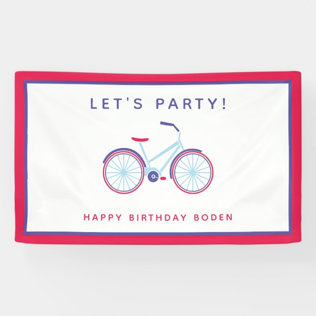 Lona Personalizado de fiesta de cumpleaños para bicicle (Horizontal)