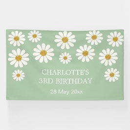Lona Personalizado de Flor de Daisy Moderno Retro Blanc