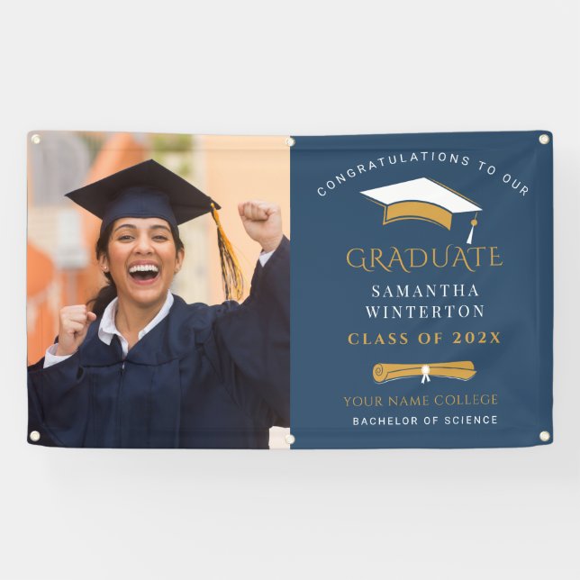 Lona Personalizado de graduación de Grad Photo 2025 (Horizontal)