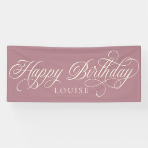 Lona Personalizado de guion elegante Happy Birthday