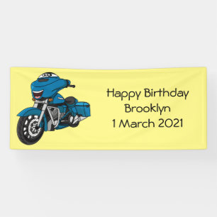 Lona Personalizado de moto azul feliz