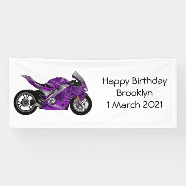 Lona Personalizado de motocicleta Purple (Horizontal)